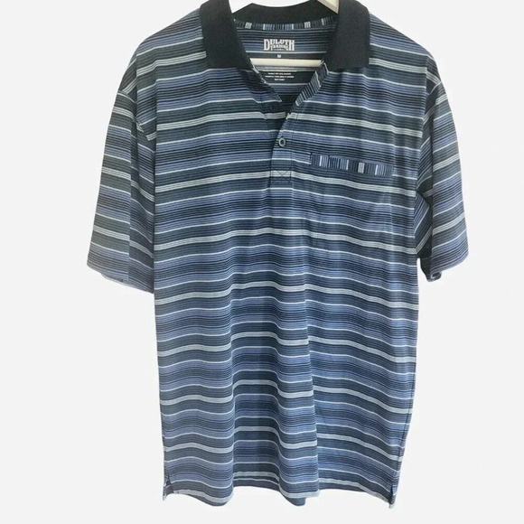 Duluth Trading Company Mens Polo Striped Size Medium Blue Stripe - Picture 1 of 7